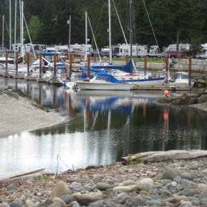 low tide in channel to marina at pacific playgrounds