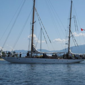 Navy tall ship Oriole coming past us on way in to Comox BC
