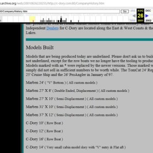 Media 'Reference of 10 ft Row Boat from Aug 2001 C-Dory Inc website.' in album 'C-Dory Font'