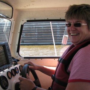 Christy at the helm