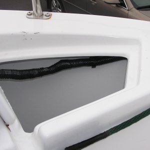 Anchor rode well with lid open, added two plastic clips to hold trailer wiring harness away from the rode