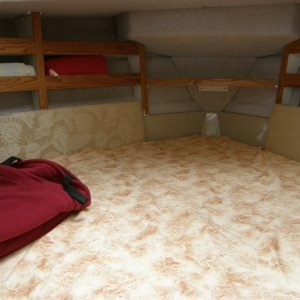 More master berth shelving; added memory foam for great sleeping