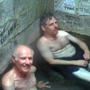 Dave and Alan Olson take the waters at Bishop Bay Hot  Springs 6-15-06