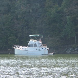 We pulled into Clay Bay to stop for breakfast.  We shared the bay with this cool looking boat.