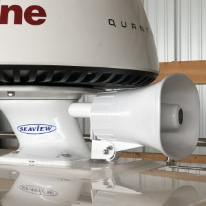 Rogers Marine made a custom bracket with a welded post for this PA/Fog Hailer to fit inside the Seaview Mount