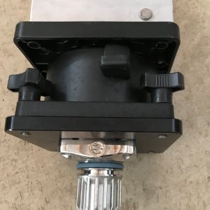 Davit on Scotty Swivel Mount, attached to Anodized Aluminum Adapter Plate, attached to Burnewiin Mount