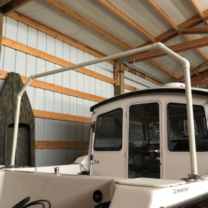 Dingy rack. Stores in Kayak bag when not in use. Made with PVC pipe and lined in with galvanized pipe to strengthen.