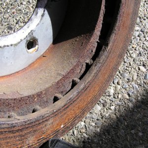 Rotors are badly rusted.