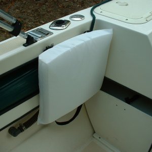 Seat cushion with snaps added makes it handy to throw if needed.