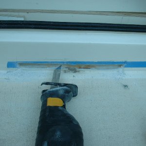 Slot cut for water to enter new bilge.