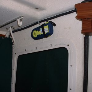 Media 'ACR Aquafix with internal GPS. Thanks go out to Matt on Napoleon!' in album 'I closed in the shelf with oak and added the stereo and weather instruments. Will upgrade to a new DSC radio later and cut it in on the right side.'