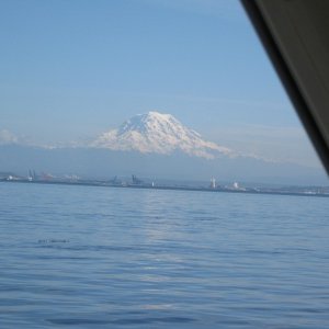 Media 'Mt. Rainier with Tacoma in the foreground and the tip of Vashon Island just to left.  Gig Harbor trip' in album 'Seattle w/ Mt Rainier.'