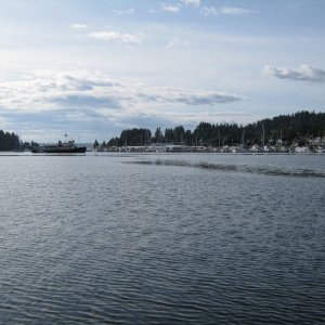 Gig Harbor looking towards the entrance.  A great anchorage!  Nice and protected with a mud bottom.