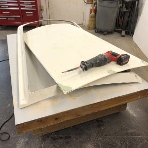 Once in my shop I cut the top of the roof off.