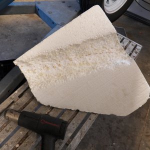 Media 'Because of the new hawse pipe, the original EPS needed to be modified.  Cutting EPS is generally really messy.  So I used my heat gun (and adequate ventilation).' in album 'Here is the deck thru-hull block that sends the anchor line down the hawse pipe.  It has a string in it for now.'