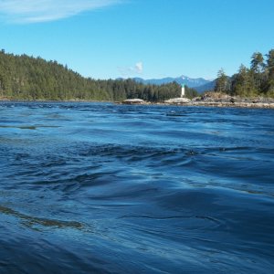After Powell River, I headed for Skookumchuk Narrows and Sechelt Rapids.  This is Sechelt from inside the inlet.  A few small standing waves 30 minutes before slack.