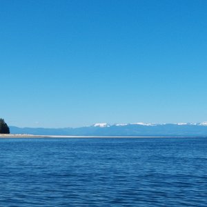 The next morning was out Agamemnon Channel and north past Powell River.  This is a beautiful sand spit on Savery Island with Vancouver Island in the background.