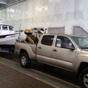 On the ferry heading to her new home