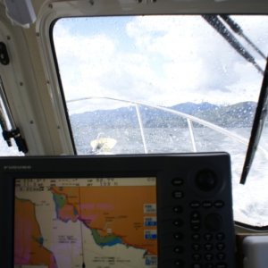 Hood Canal, Apr 30 - May 04, 2012 013 Crossing the mouth of Dabob Bay.  Pretty good chop into the port bow.