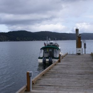 Hood Canal, Apr 30 - May 04, 2012 027 The dock at Twanoh State Park.  No one else at the dock, or on the bouys.