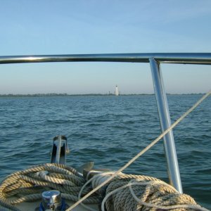 Messy anchor lines, oh wait, pretty lighthouse