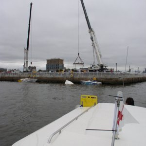 Media '(Minnow) After a hand-off to the crane operators, back on the course.' in album '(Minnow) More flotation? No, we set the course and clocked the distance.'