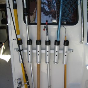 Tite-Lok storage rack for gaff, net, harpoon, etc.