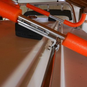 Here is the \"J\" mounted onto the roof rail.
