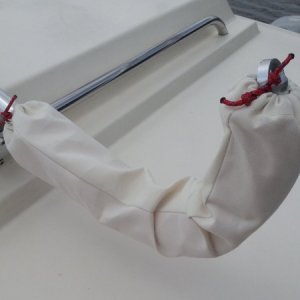 Lisa made some sunbrella covers for the foam with draw-string ends for removal