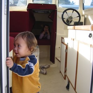 Media 'Grandson Evan inspecting Grizzly' in album 'Ready For rigging at EQ-- Granddaughter Kally'