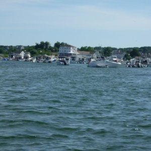 some of the other crazies at Block Islands salt pond. Not two many boats around because we are anchored in five foot of water ain't C-Dory life grand?