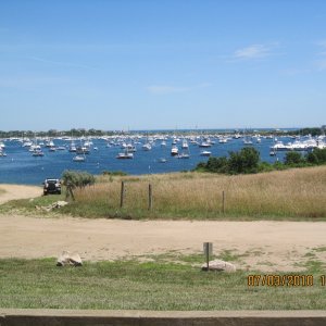 Media 'A view of some of the boats at Block Island New Harbor salt pond.This place has every kind of boat and dinghy imaginable. Pump out boat makes the rounds along with boats peddled breakfast pastries and then later premade dinner items. What a experence' in album 'Left Charlestown, Rhode Island fog as soon as we hit the ocean followed Dun Smith who had radar for a couple hours of this around Point Judith up to Wickford R.I.'