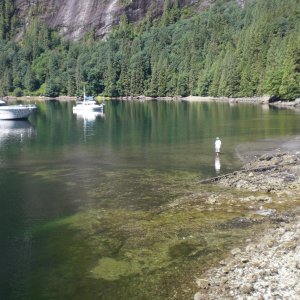 Martin tried to check out the water temperature but could not feel his feet.