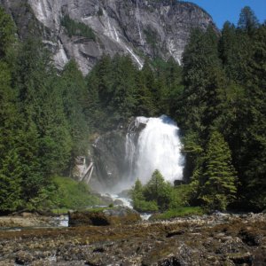 Chatterbox Falls in all her glory.  The granite cliffs behind go up over 7,000 ft!