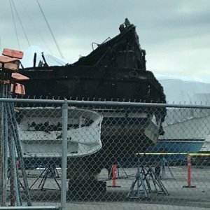 burnt trawler Everett Marina