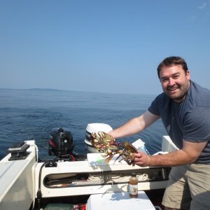 082414 Edmonds - Evan with our first 2 keepers of the day.