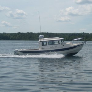 Not-For-Hire running free and trimmed out in the St. Mary's River