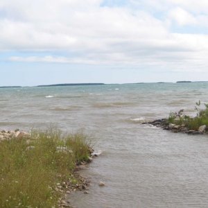 Awaiting a strong Northeast wind to abate at Detour Marina