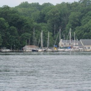 A nice marina at the Severn River and the entrance to Clements creek
