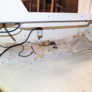 Cockpit with fuel tanks and bilge pump removed.