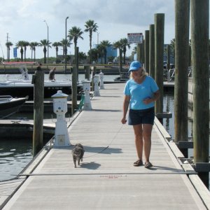 Joan and Molly walking back to the boat