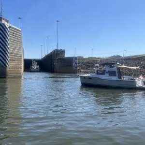 Mystery Girl waiting for lockage at Old Hickory