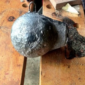 12 lb. ball after touch up ready for plastic coating