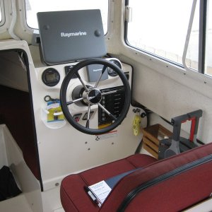 Helm seat and controls.