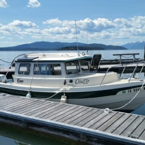 ClueZo at her new moorage, Lake Pend Orille, Hope Idaho