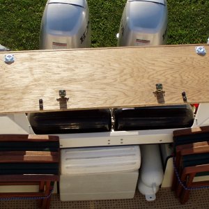 Hardware on Back Side of Backboard: Hinges; Mounts for Screw-in Legs and Bumpers to Make Bed
