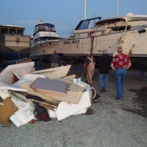 Starboard view with debris field