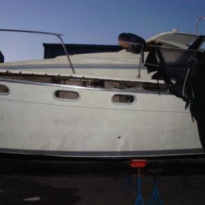 Port side. Where it came apart at the seams. That's the canvas hanging off to the right.