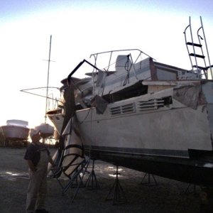 Port side. Note ladder to the upper deck.