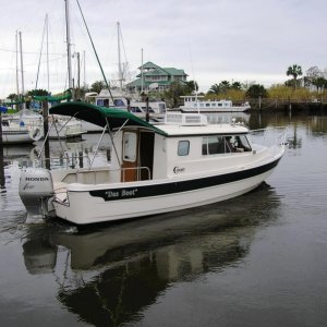 The restored to glory Cruise ship #4 on its maiden relaunch in Apalachicola